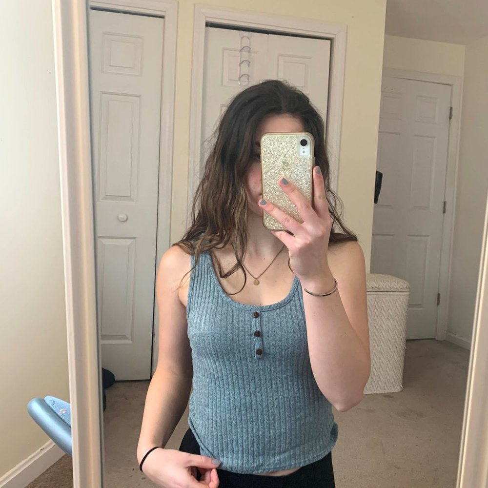 Blue Henley Tank Top